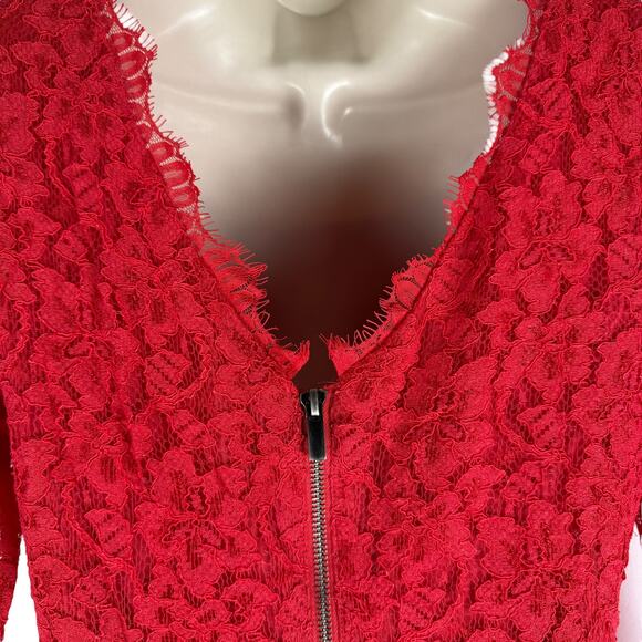 Diane Von Furstenberg Zarita Lace Dress Short Red  3/4 Sleeve size 6 - Picture 8 of 10